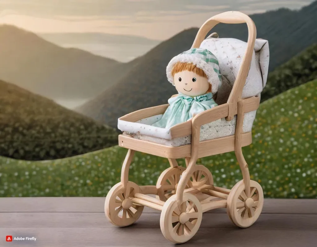 Personalized-Wooden-Baby-Doll-Pushchair